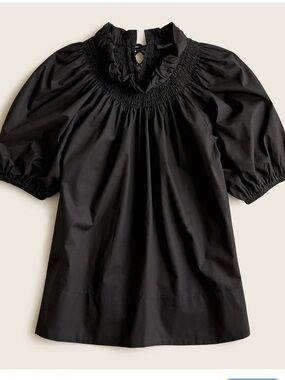 J Crew smocked neck puff sleeve Blouse